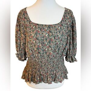 Melloday Floral Smocked Blouse –‎ Size S